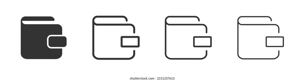 Wallet icons collection in two different styles and different stroke. Vector illustration EPS10