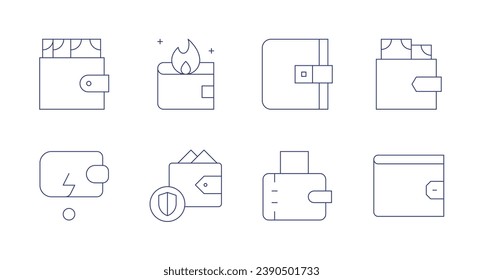 Wallet icons. Editable stroke. Containing banknote, loss, wallet.