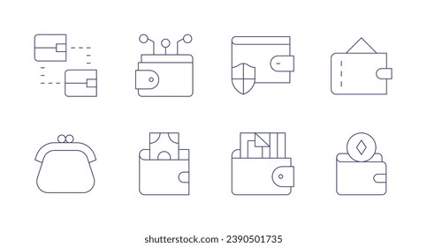 Wallet icons. Editable stroke. Containing exchange, purse, wallet, digital wallet.