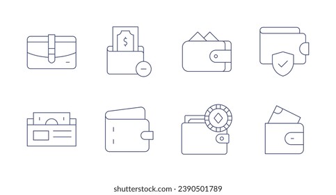 Wallet icons. Editable stroke. Containing wallet, loss.