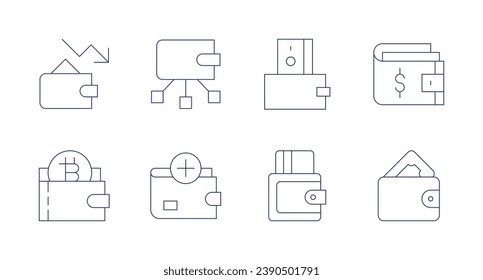 Wallet icons. Editable stroke. Containing wallet, digital wallet, top up.