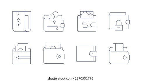 Wallet icons. Editable stroke. Containing wallet, digital wallet.
