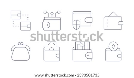 Wallet icons. Editable stroke. Containing exchange, purse, wallet, digital wallet.
