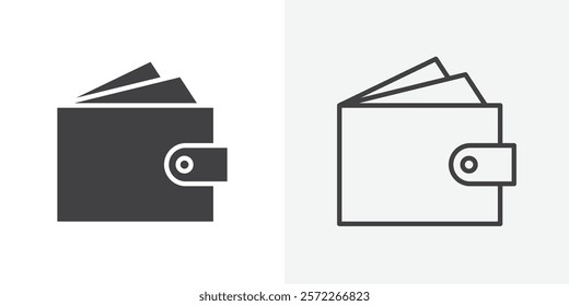Wallet icons. flat and line style set