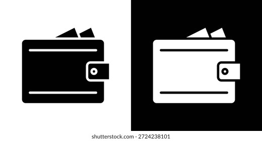 Concepto de Vector plano de los iconos de la cartera. Ilustraciones en blanco y negro