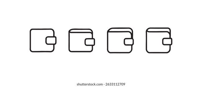 Wallet icons in minimal black outline style Vector