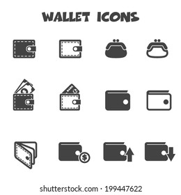 wallet icons, mono vector symbols