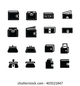 Wallet  icons set 16 item