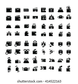 Wallet  icons set 64 item