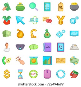 Wallet icons set. Cartoon style of 36 wallet vector icons for web isolated on white background