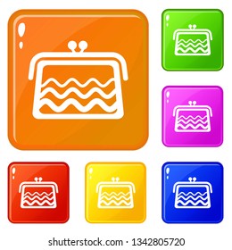 Wallet icons set collection vector 6 color isolated on white background