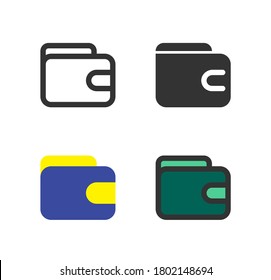 Los iconos de la cartera establecen el diseño gráfico con estilo de línea, relleno y sólido. Vector para empresas o empresas. Ilustración Eps 10.