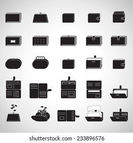 Wallet Icons Set - Isolated On Gray Background - Vector Illustration, Graphic Design Editable For Your Design