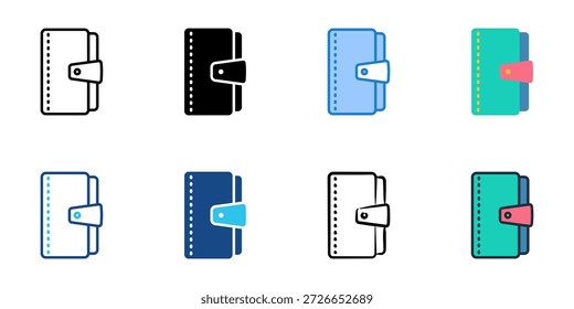 Die Symbole der digitalen Brieftasche setzen eine Sammlung verschiedener Stile. Bearbeitbarer Strich 
