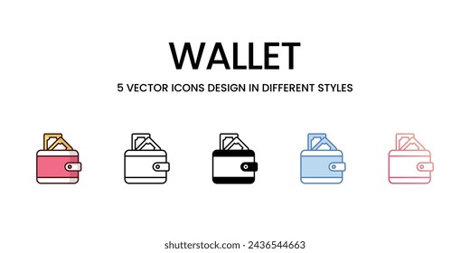 Wallet Icons set. Suitable for Web Page, Mobile App, UI, UX and GUI design, vector stock illustration