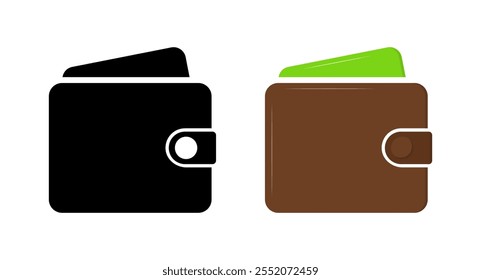 Wallet Icons. Silhouette  Flat Style. Vector icons