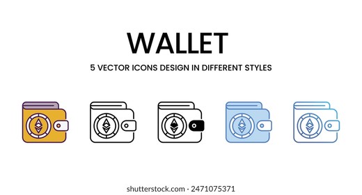 Wallet icons vector set stock illustration.