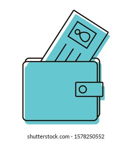 Wallet with id card. Design element. Visit cards for business partners. Vector illustration. Icon with shadow isolated on white background.