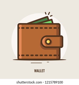 Wallet illustration. Vector icon. Linear style.