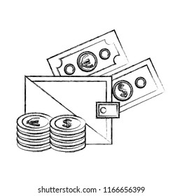 wallet with international money isolated icon