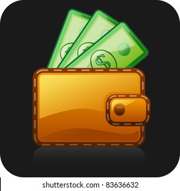 Wallet isolated on black background.	