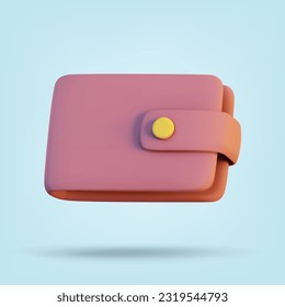 Wallet isolated on blue background. 3D Rendering. Vector illustration