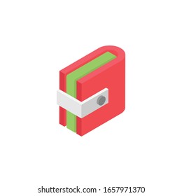 Icono plano isométrico de la cartera. Ilustración de color vectorial 3d. aislado sobre fondo blanco