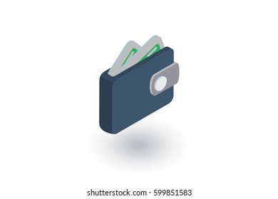 wallet isometric flat icon. 3d vector colorful illustration. Pictogram isolated on white background
