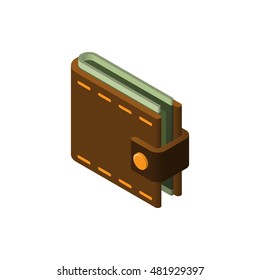 Wallet Isometric Icon Isolated On White Background Created For Mobile, Web, Decor, Print Products, Applications. Vector Illustration