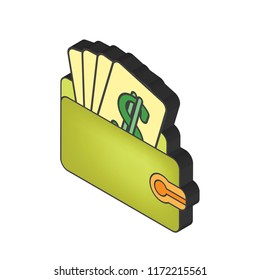 Wallet isometric left top view 3D icon