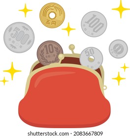 Wallet with Japanese coins

In Japanese, it is written as "Reiwa 0 years" and "5 yen".
