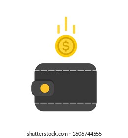 wallet leather with golden coin vector illustration