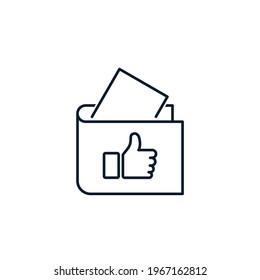Cartera, como. El concepto de financiamiento confiable, seguro, ingresos de los bloggers. Icono del vector aislado en fondo blanco. 