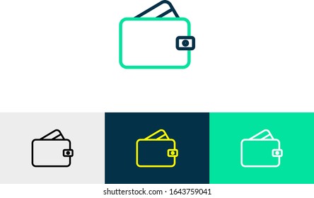 Wallet line art icon vector 