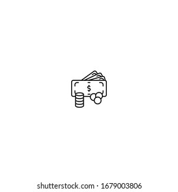 Vector de icono de arte de línea de billetera
