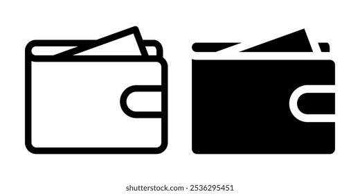 Wallet line black icons. Wallet logo. Money, budget, savings, loan, cash, earning, income, currency, dollar, card, coin, revenue, bank, Finance business and profit flat icon set.