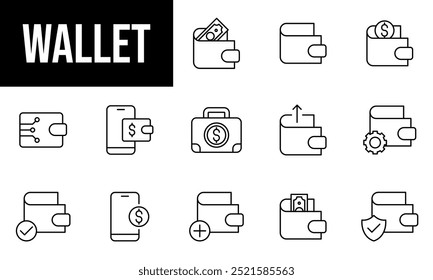 Wallet Line Editable Icons set
