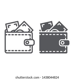 Wallet line and glyph icon, finance and cash, purse sign, vector graphics, a linear pattern on a white background, eps 10.