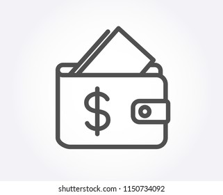 Wallet line icon. Affordability sign. Cash savings symbol. Quality design element. Classic style wallet. Editable stroke. Vector