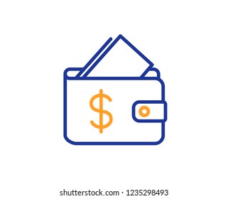 Wallet line icon. Affordability sign. Cash savings symbol. Colorful outline concept. Blue and orange thin line color icon. Wallet Vector