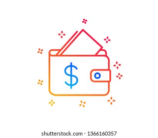 Wallet line icon. Affordability sign. Cash savings symbol. Gradient design elements. Linear wallet icon. Random shapes. Vector