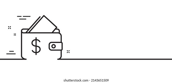 Wallet line icon. Affordability sign. Cash savings symbol. Minimal line illustration background. Wallet line icon pattern banner. White web template concept. Vector