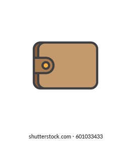 Wallet line icon, filled outline vector sign, linear colorful pictogram isolated on white. Symbol, logo illustration. Editable stroke. Pixel perfect