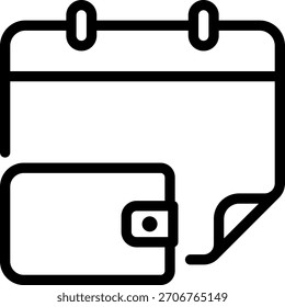 ícone de linha de wallet vetor de ilustração