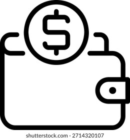 ícone de linha de wallet vetor de ilustração