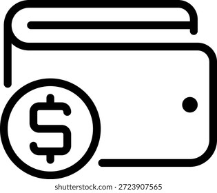ícone de linha de wallet vetor de ilustração