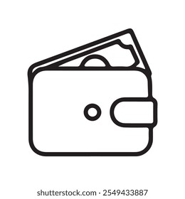 wallet line icon isolated on white background