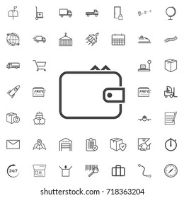 Wallet line icon logistics transportation parcel shipping delivery icons set Flat isolated on the white background. Vector illustration.Trendy style for graphic design logo