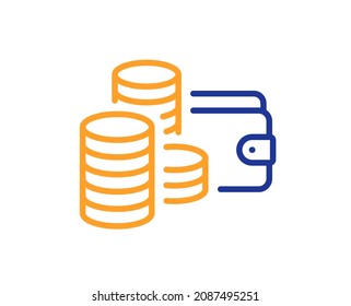Wallet line icon. Money purse sign. Cash budget symbol. Colorful thin line outline concept. Linear style wallet icon. Editable stroke. Vector