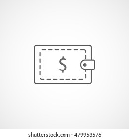 Wallet Line Icon On White Background